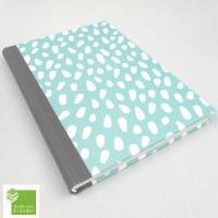 Notizbuch, mint, weiße Tupfen, A5, handgefertigt, 200 Seiten Recyclingpapier Bild 1