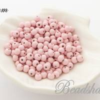 50 Holzperlen 6 mm Perlen Farbe Hell Rosa (gefärbt) Bild 1