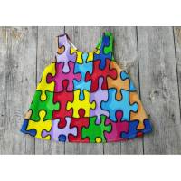 Mädchenschürze Kinderschürze Größe 98 - Fleece Puzzle Bild 1