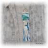 Eine lange Kette mit Anhänger, Häkelperle und Quaste, handgefertigt in 3 Farben zur Wahl, Troddel - „Am Pool“ -  weiß, blau, türkis Bild 5