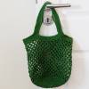 Häkeltasche Einkaufstasche Einkaufsnetz in olivgrün aus hochwertiger Baumwolle mit Schulterriemen gehäkelt Bild 4
