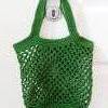 Häkeltasche Einkaufstasche Einkaufsnetz in olivgrün aus hochwertiger Baumwolle mit Schulterriemen gehäkelt Bild 5