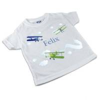T-Shirt, Kinder T-Shirt mit Namen, Jungen, Motiv Flugzeuge Bild 1