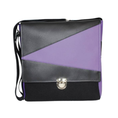 Tasche "TAX" in schwarz und lila im Geodesign mit Mappenschloss