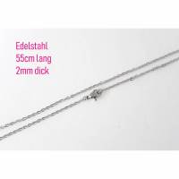 Gliederkette Edelstahl 55cm lang, 2mm breite Glieder inkl. Karabinerverschluss Halskette, Silberkette, Edelstahlkette Bild 1
