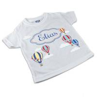 T-Shirt, Kinder T-Shirt mit Namen, Jungen, Motiv Heissluftballon blau Bild 1