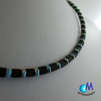 Wechsel-schmuck Magnet Glas-Perlen Collier schwarz blau  Statement-Kette  ART 3827 Bild 6
