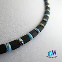 Wechsel-schmuck Magnet Glas-Perlen Collier schwarz blau  Statement-Kette  ART 3827 Bild 8