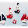 Ein gehäkeltes Segelschiff mit Rettungsring in 4 Farben zur Wahl, Segelboot, Schiff, Boot - Häkelapplikation - Aufnäher - weiß, rot, blau Bild 5