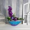 moderne Tischdeko mit Orchidee in blau lila silber Tönen, groß mit Spruch-Kugel Bild 6