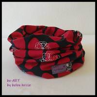 Beanie-Loop - gleichzeitig Mütze und Loop - für Damen, genäht aus Jersey in rot-dunkelblau, von he-ART by helen hesse Bild 6
