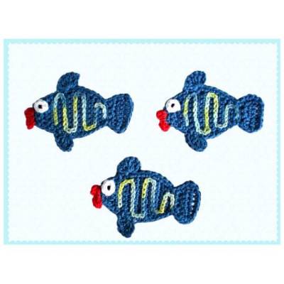 Fisch gehäkelt Appliktion Häkelapplikaton Aufnäher Häkelfisch