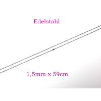 1,5mm Edelstahl Kugelkette Halskette 59cm lang inkl. Verschluss, Halskette Edelstahlkette Bild 1