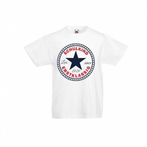 T-Shirt zur Einschulung mit Stern Schulkind erstklassig mit Name