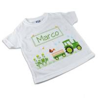 T-Shirt, Kinder T-Shirt mit Namen, Jungen, Motiv Traktor grün Bild 1