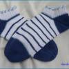 Sneaker Socken, handgestrickt, blau, Weiß, Baumwolle Bild 5