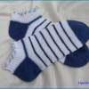Sneaker Socken, handgestrickt, blau, Weiß, Baumwolle Bild 8