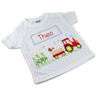 T-Shirt, Kinder T-Shirt mit Namen, Jungen, Motiv Traktor rot Bild 1