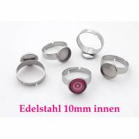 Ring Fassung Edelstahl für Cabochon 10mm, silbern Ringfassung Ringrohling Cabochonring Material (R70) Bild 1