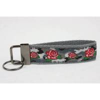 Schlüsselband »Camouflage Rose« silber, kurze Ausführung aus einfachen Gurtband aus der Halsbandmanufaktur von dogs & paw Bild 1
