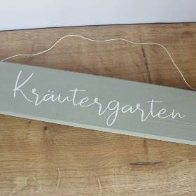Holzschild "Kräutergarten" zum Aufhängen in kräutergrün aus der Manufaktur Karla