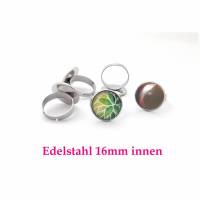 Ring Fassung Edelstahl für Cabochon 16mm, silbern Ringfassung Ringrohling Cabochonring Material (R73) Bild 1