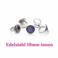 Ring Fassung Edelstahl für Cabochon 18mm, silbern Ringfassung Ringrohling Cabochonring Material (R74) Bild 1