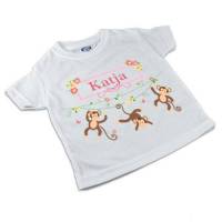 T-Shirt, Kinder T-Shirt mit Namen, Mädchen, Motiv Affen pink Bild 1