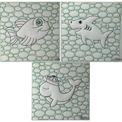 3 x Fischmotive - 3D Stickdateien  *  Hai  /  Wal  /  Fisch