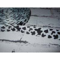 Kuhmuster, Flecken, schwarz, weiss,   22 mm  Borte Ripsband Bild 1