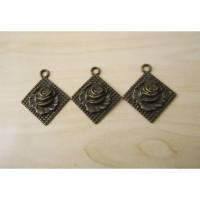 3x Charms Anhänger Rose Antik Bronze Bild 1