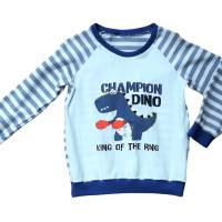 Jungenpullover Langarmshirt Größe 104 - Dino Champion blau hellblau Bild 1