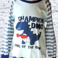 Jungenpullover Langarmshirt Größe 104 - Dino Champion blau hellblau Bild 2