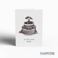 A6 Geburtstagskarte Torte aus Kohle | Ruhrgebiet, Ruhrpott | mit Umschlag, personalisierbar, eigener Name Bild 1