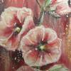 STOCKROSEN 20cmx50cm - abstraktes Blumenbild mit Strukturpaste und rosegoldfarbigem Blattmetall Bild 2