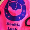 Gymsac/Reithelmbeutel mit Glückshufeisen "Double Luck" - pink/lila - 3D Effekt Bild 3