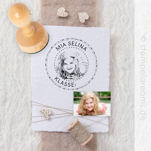 Einschulungsstempel mit deinem Foto - personalisiertes Geschenk - Portraitstempel - Bilderstempel - verschiedene Größen - 700