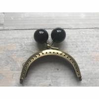 Taschenbügel Taschenrahmen Taschenrahmenrohling gold Purse frame Kugelverschluss Verschluss Perle schwarz Bild 1