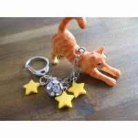 3 D Katze  , Schlüsselanhänger, Taschenanhänger, Glücksbringer, Sterne Bild 1
