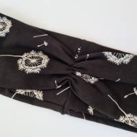 Stirnband mit Raffung "Pusteblumen" - Größe M / KU 56 - in schwarz-weiß aus Jerseystoff genäht, von he-ART by helen hesse Bild 5