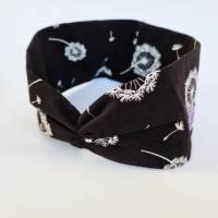 Stirnband mit Raffung "Pusteblumen" - Größe M / KU 56 - in schwarz-weiß aus Jerseystoff genäht, von he-ART by helen hesse Bild 6