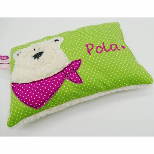 Namenskissen Taufkissen Kuschelkissen Kindergartenkissen Geburtsgeschenk  Bär Eisbär