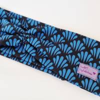 Stirnband mit Raffung "Blätter" - Größe M / KU 56 - in blau-schwarz aus Jerseystoff genäht, von he-ART by helen hesse Bild 6