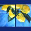 Zitronen zwei Aquarellbilder im Set je Bild 32 x 24 cm Hochformat handgemalt Bild 2