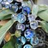 Sternenblau - Collier aus handgemachten Glasperlen mit viel Silberglas auf schwarz und Edelstahl Bild 3