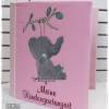 Ordner-Portfolio rosa gemustert mit Doodlestickerei Elefant auf Schaukel und Stickerei 'Meine Kindergartenzeit' Bild 3