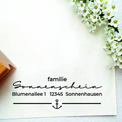 Stempel, Adresstempel, Familienstempel mit Anker