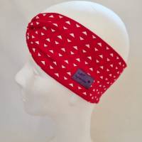 Stirnband mit Raffung "Eckchen" - Größe M / KU 56 - in rot-weiß aus Jerseystoff genäht, von he-ART by helen hesse Bild 2