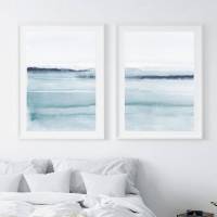 Set von zwei abstrakten Aquarell Kunstdrucken, Schlafzimmer Wandkunst Wohnzimmer Wandkunst Bild 1
