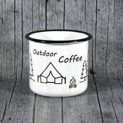 ABVERKAUF /// 1xTasse **Outdoor** von ZWEIFARBIG aus Emaille Kaffeetasse Küche Emaillebecher Geburtstag Camping Emaille